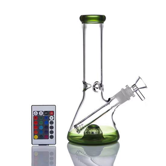 Beaker Glass Hookah with Remote Control Adjustable Light Glass Smoking Pipe