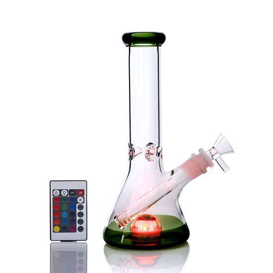 Beaker Glass Hookah with Remote Control Adjustable Light Glass Smoking Pipe