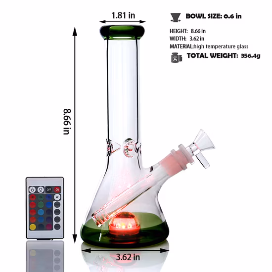 Beaker Glass Hookah with Remote Control Adjustable Light Glass Smoking Pipe