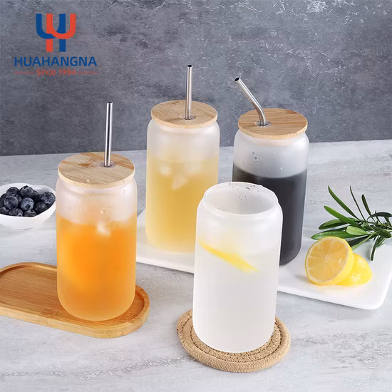 Vente en gros 4PCS 16oz 480ml Logo personnalisé en verre borosilicaté Canette de soda en forme de jus d'eau Ensemble de verres à boire pour cocktail Whisky Bière Café glacé Vin Thé