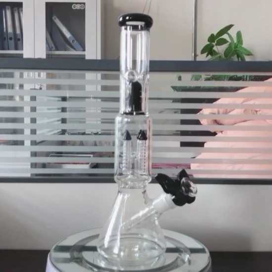 Tuyau d'eau en verre de filtre de percolateur de quatre bifurcations noires créatives hautes