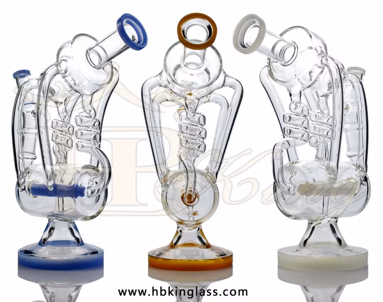 Tuyau d'eau en verre de filtre de percolateur de quatre bifurcations noires créatives hautes