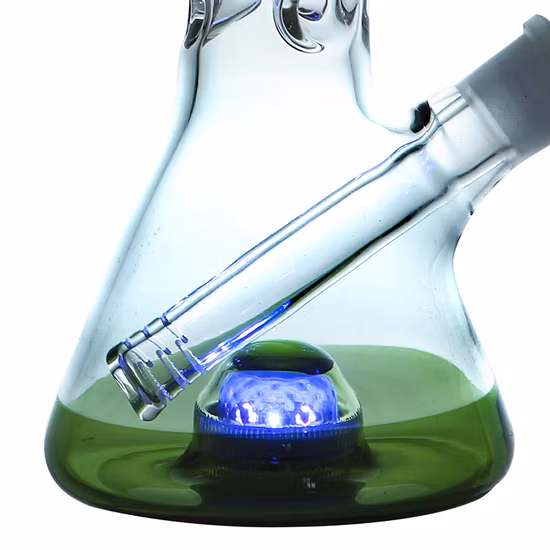Narguilé en verre bécher avec télécommande, Pipe à fumer en verre à lumière réglable