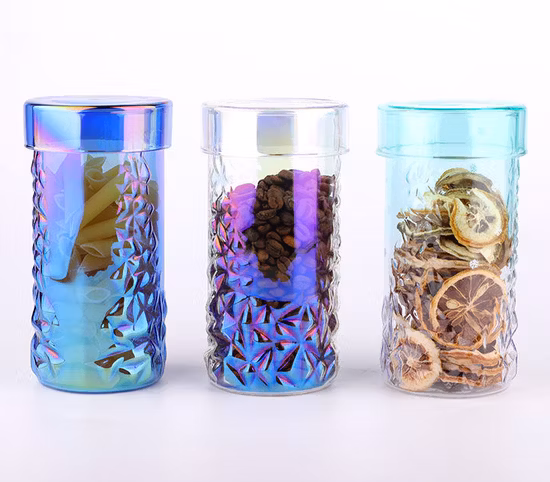 Pot alimentaire en verre texturé de couleur Pot en verre borosilicaté avec couvercle