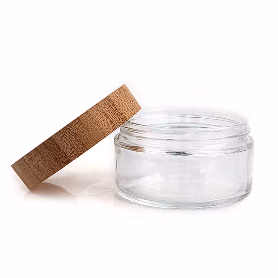Pot de bouteille d'emballage cosmétique en verre de bambou 50g